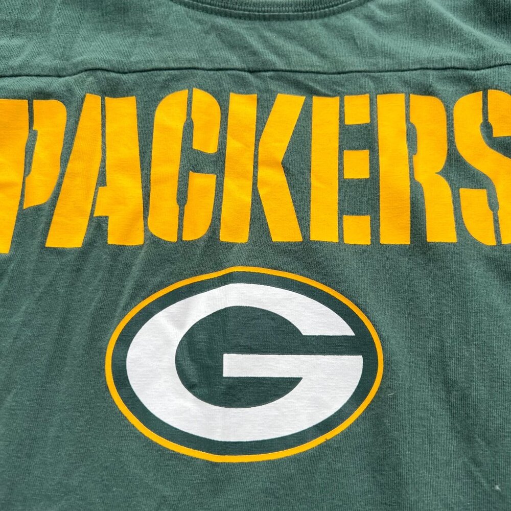 Green Bay Packers Youth Large T-Shirt Green Gold NFL Logo Cotton Short Sleeve - Picture 4 of 11